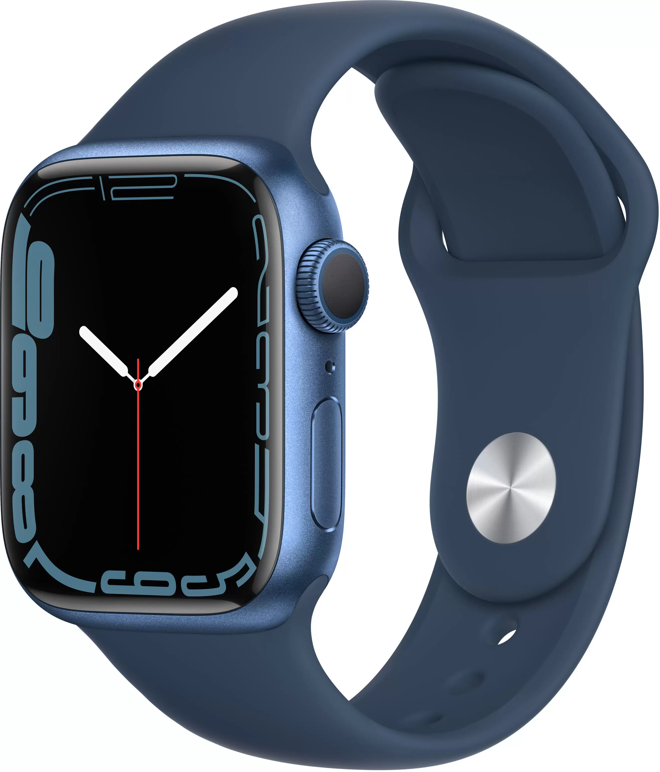 Apple Watch Series 7, 45 мм, корпус из алюминия cинего цвета, спортивный ремешок цвета "синий омут" в Тюмени